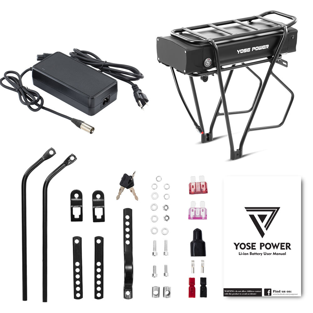 E-Bike Rear Rack Battery 48V 20.8Ah with/without Carrier fit for 250W-1500W Motor