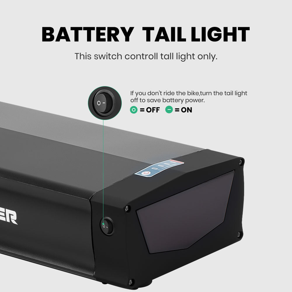 E-Bike Rear Rack Battery 48V 20.8Ah with/without Carrier fit for 250W-1500W Motor