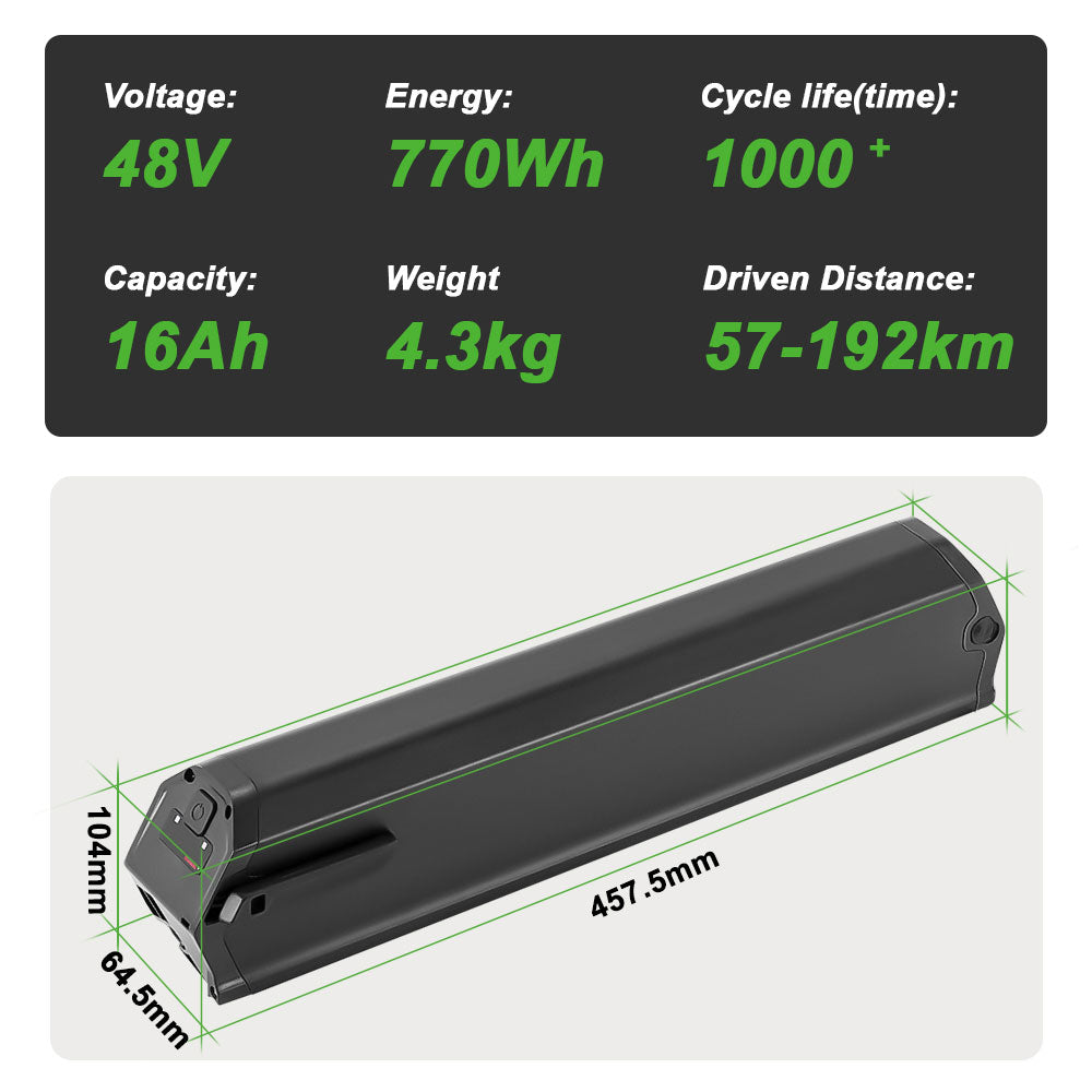 E-Bike Battery 48V 12.8Ah/16Ah,Reention Dorado Plus Battery, for Aventon Pace 500