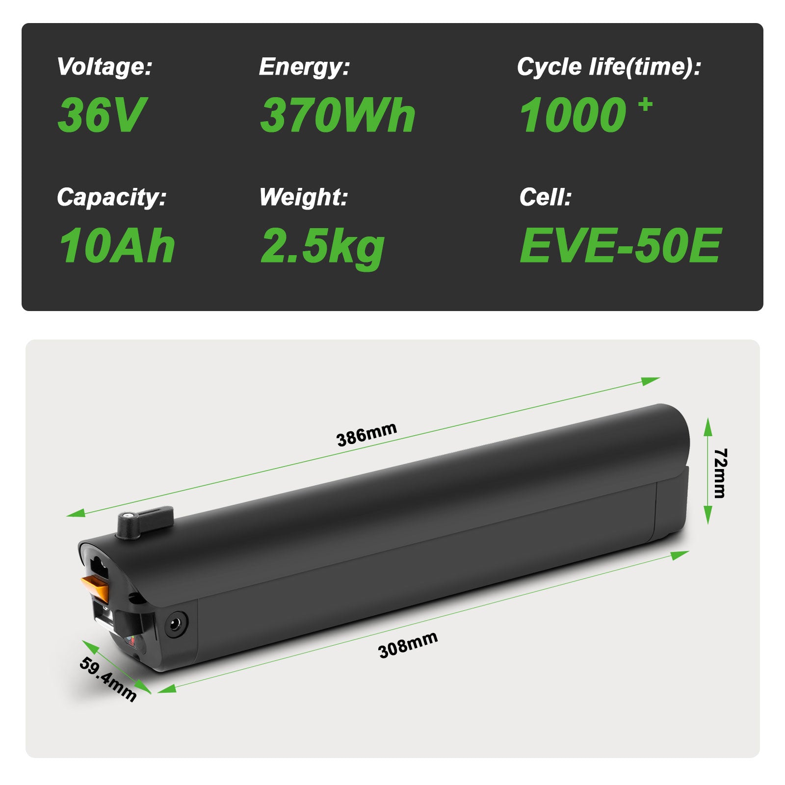 E-Bike Battery 36V 10Ah for Aventon Soltera.2 and Soltera.2 Step-Through E-bike
