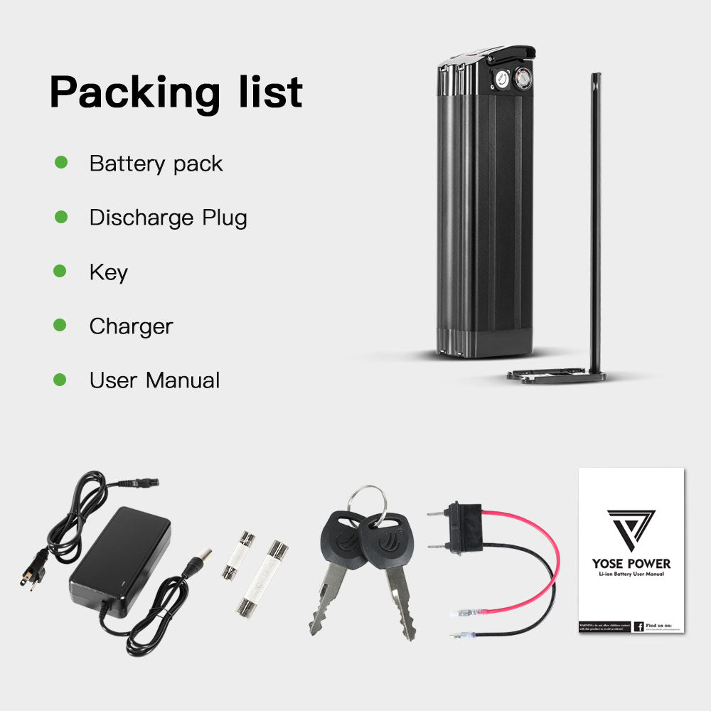 48V 15Ah Silver Fish Battery in Black fit for ECOTRIC Fat tire Ebike,Starfish,Dolphin,Peacedove