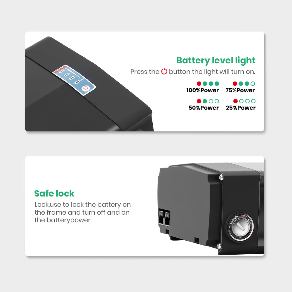 E-Bike Rear Rack Battery 48V 20.8Ah with/without Carrier fit for 250W-1500W Motor