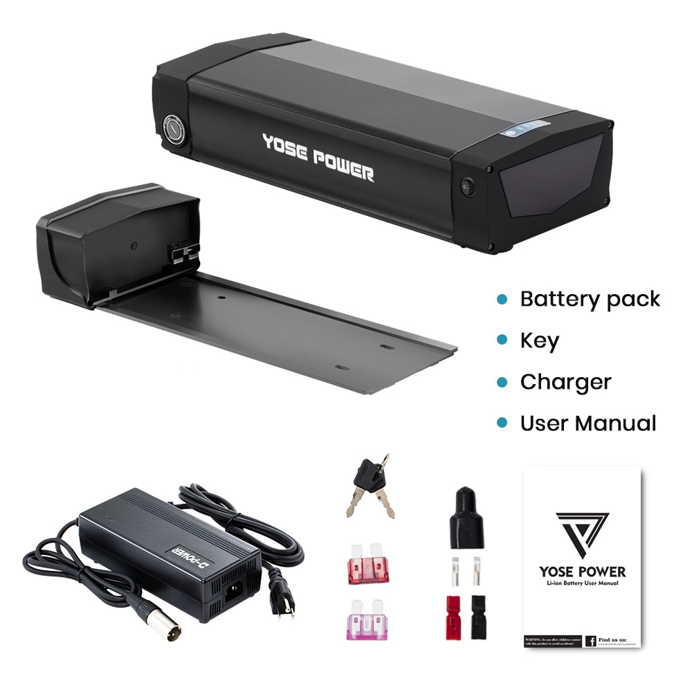 E-Bike Rear Rack Battery 48V 20.8Ah with/without Carrier fit for 250W-1500W Motor