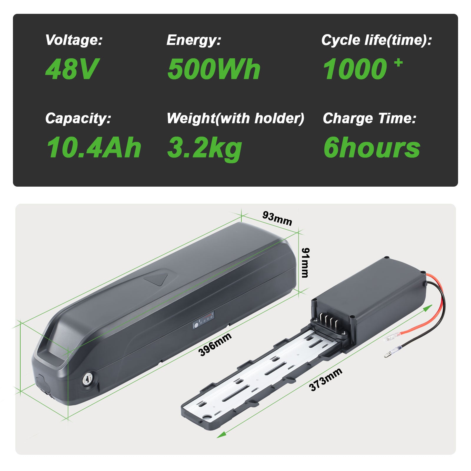 YOSE POWER Battery 48V 10.4Ah for Vivi Electric Bike,F26F(HL085)/H8(New style 4pins)