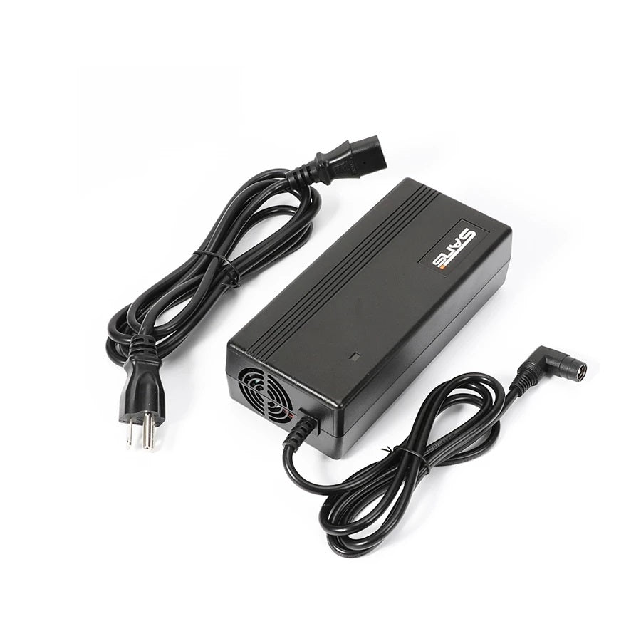 US Charger Electric Bike Charger Video Plug 54.6V3A for 48V eBike Lithium ion Battery Ebike Accessoriees Original SANS Brand 1. Technical data SANS Model:SSLC165V55 Input:AC180V-240V----3.0A Max Output:54.6V----3.0A Efficiency:Min.80% Led light indication:red-charging,green-full Weight:Appro.0.9kg Dimension(cm):17.3*8*4.5