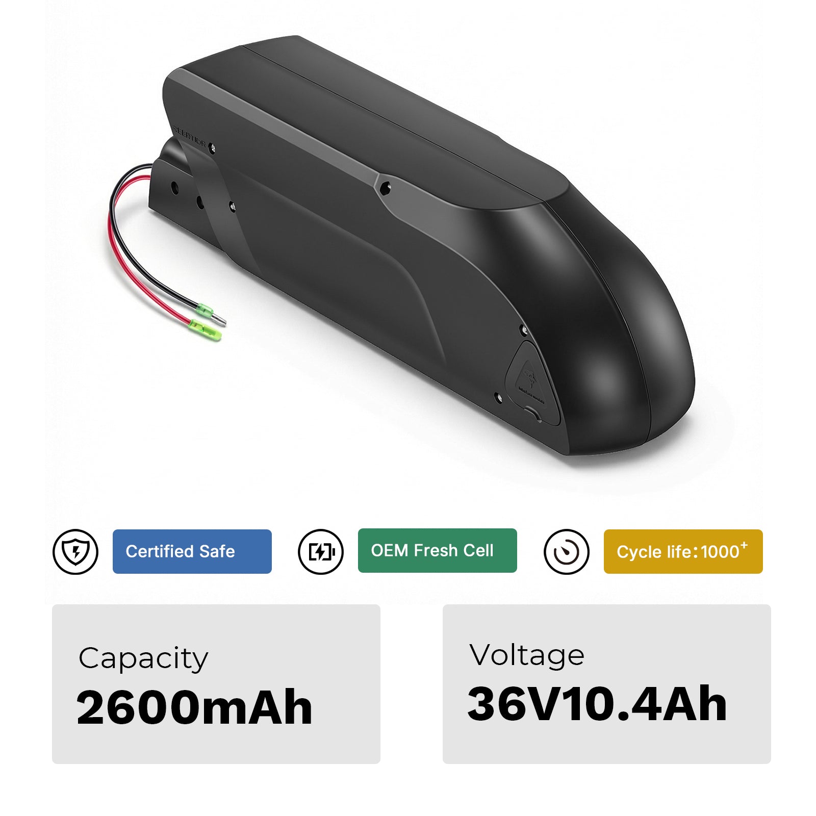 E-Bike Battery 36V 10.4Ah Down Tube fit for Heybike Race