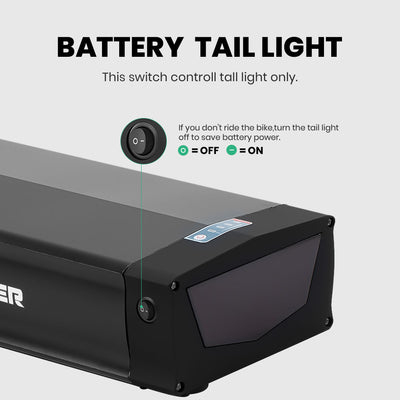 E-Bike Rear Rack Battery 48V 20.8Ah fit for 250W-1500W Motor