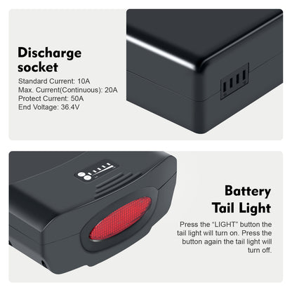 E-Bike Battery 48V 13Ah Rear Rack Lithium-ion Pedelec Battery,Replacement Pedego E-bike