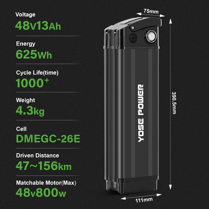 E-Bike Battery 48V 13Ah Heybike Lithium lon Battery Fit for Mars