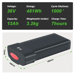 E-Bike Battery 36V 13Ah Rear Rack Lithium-ion Battery,Replacement Pedego E-bike