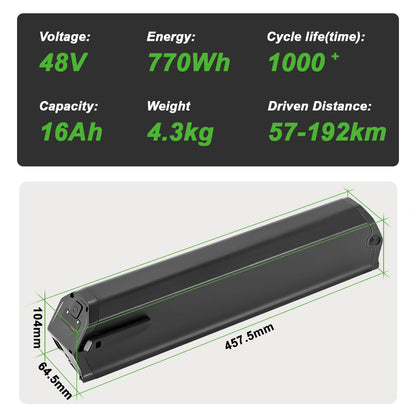 E-Bike Battery 48V 12.8Ah/16Ah,Reention Dorado Plus Battery, for Aventon Pace 500