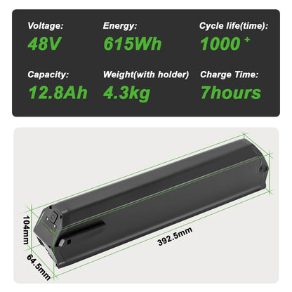 E-Bike Battery 48V 12.8Ah/16Ah,Reention Dorado Plus Battery, for Aventon Pace 500