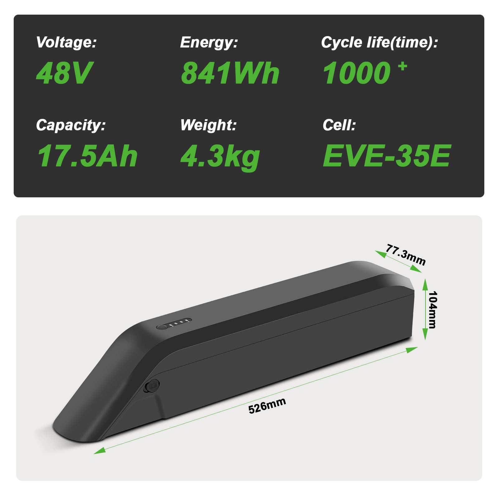 E-Bike Battery 48V 17.5Ah for Himiway Cruiser,D3,D3 ST Ebike