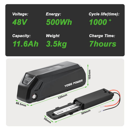 E-Bike Battery 48V 11.6Ah Lithium lon Battery Fit for Lectricebike,Electric XP Trike,Xpedition Cargo Ebike