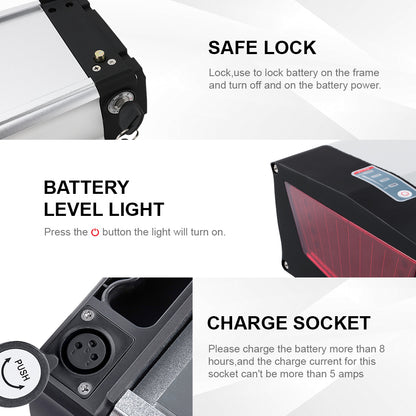 E-Bike Battery 48V 20.8Ah Rear Rack Lithium-ion Pedelec Battery with Carrier, for 250W-1500W Electric Bike Motor, fit 26"-28" Electric Bicycle