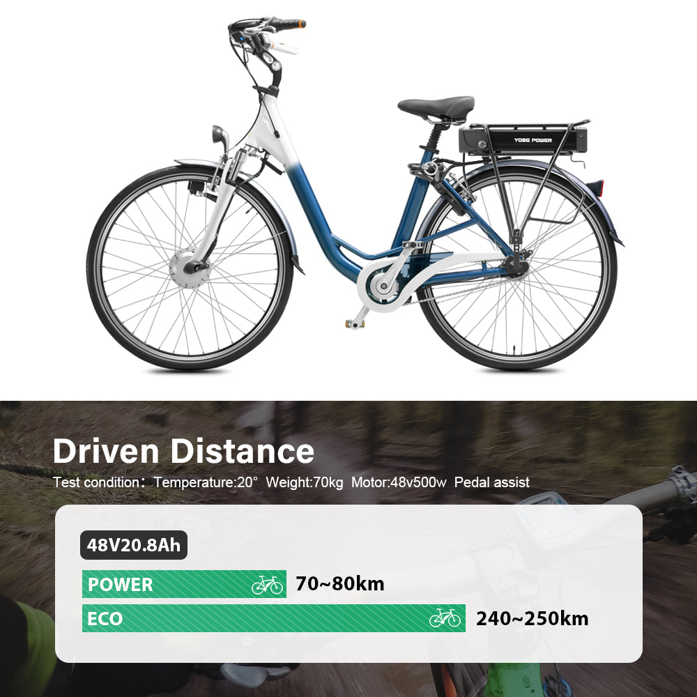 E-Bike Battery 48V 20.8Ah Rear Rack Lithium-ion Pedelec Battery with/without Carrier, for 250W-1500W Electric Bike Motor