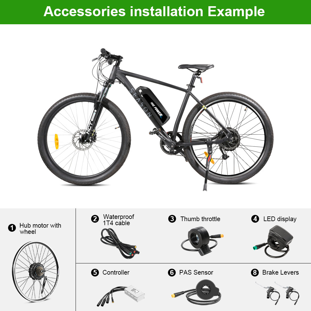 E-Bike Conversion Kit 48V 500W 28'' Rear Motor fit for Freewheel