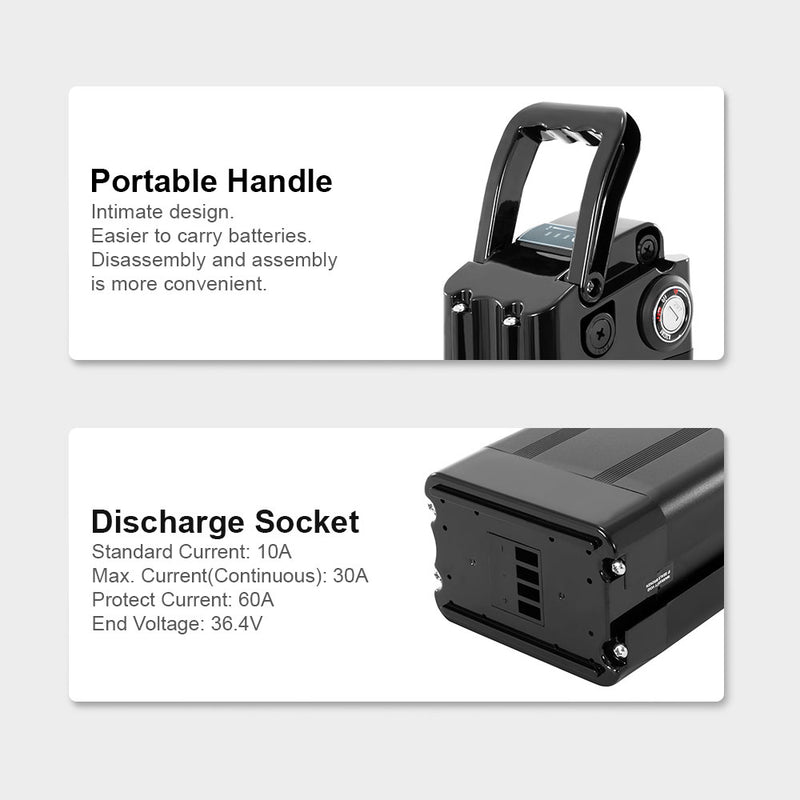 E-Bike Battery 48V 15.6Ah Black Silverfish Lithium lon Battery for Ecotric hammer Fat Tire Ebike