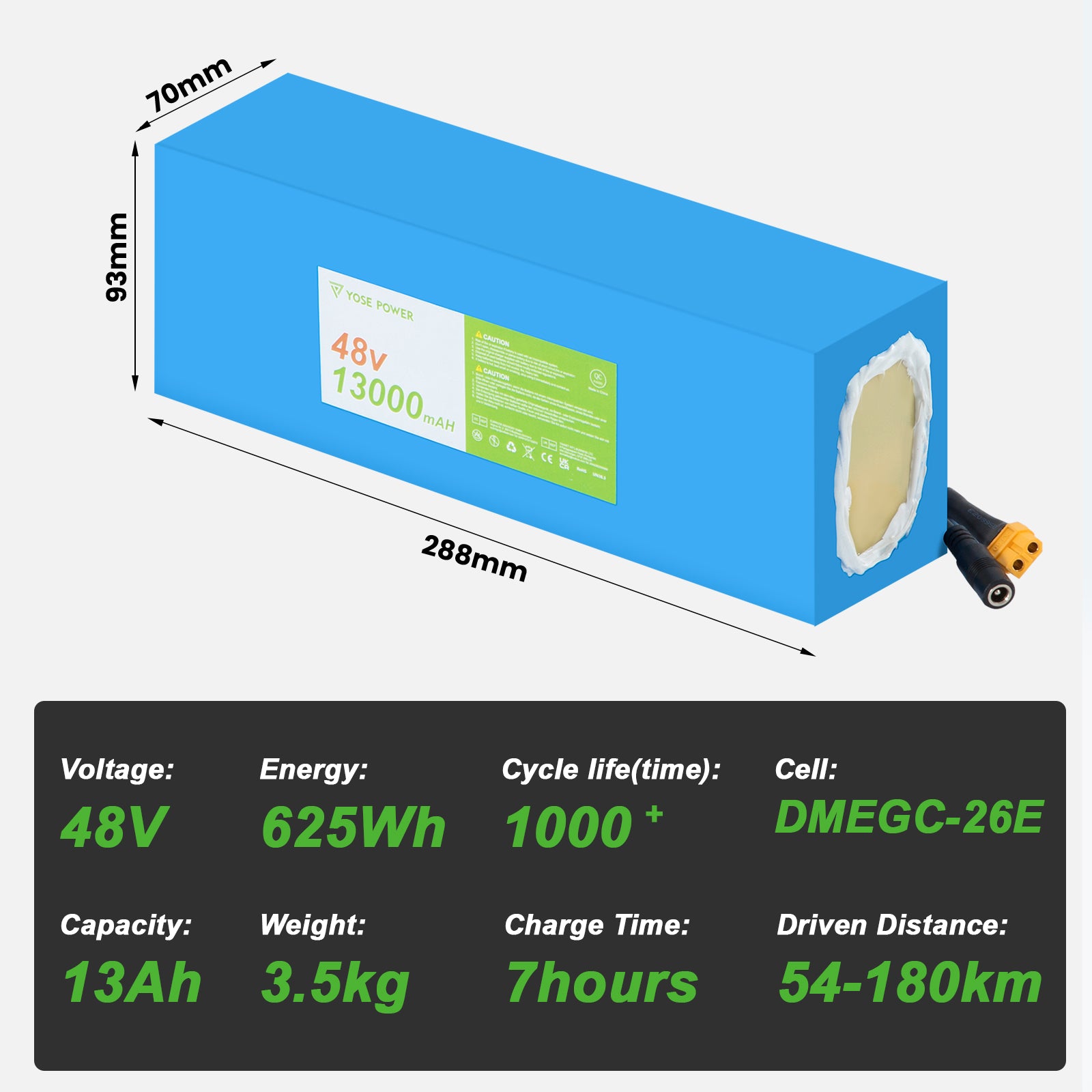 48V 13Ah Rechargeable Li-lon Lithium Battery Pack
