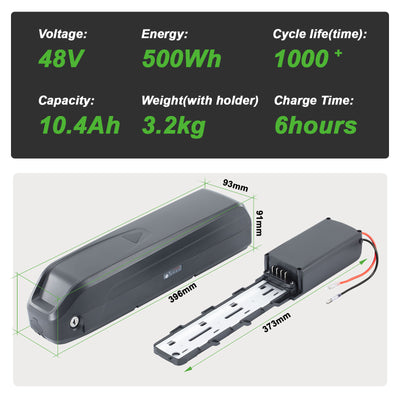 YOSE POWER Battery 48V 10.4Ah for Vivi Electric Bike,F26F(HL085)/H8(New style 4pins)