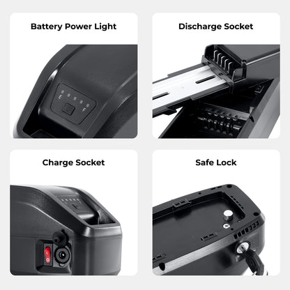 E-Bike Battery 36V 13Ah Down Tube Pedelec Lithium Battery,5 Pins Plug, for Jasion/CB1, Jasion/EB-X