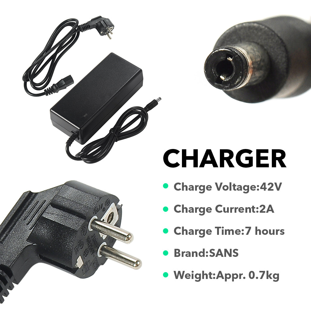 36V 13Ah Lithium Battery with Rear Carrier Fit for 36V 250W-750W Motor 26"-28" Bike only Fit V-Brakes  1.Technical Data  Voltage: 36V  Capacity: 13Ah  Energy: 481Wh  Weight(with holder): ca. 7.1kg  Cell: High Power 18650 Cycle Life(time): 1000+ Max Current: 40A Protect Current: 50A End Voltage: 28V  Charge Voltage: 42V Charge Current: 2A 