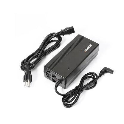 US Charger Electric Bike Charger Video Plug 54.6V3A for 48V eBike Lithium ion Battery Ebike Accessoriees Original SANS Brand  1. Technical data  SANS Model:SSLC165V55 Input:AC180V-240V----3.0A Max Output:54.6V----3.0A Efficiency:Min.80% Led light indication:red-charging,green-full Weight:Appro.0.9kg Dimension(cm):17.3*8*4.5