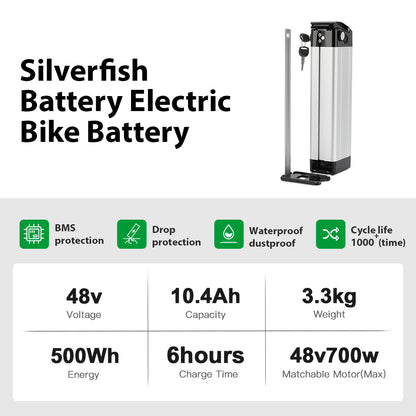 48V 10.4Ah Ebike Phylion XH370-10J Battery 18650 Seat Tube Ebike Battery with USB ,Charger,KEY,Discharge Connector This battery can be used in the following bicycles (incomplete statistics): Prophete ( Real ) Lidl (Trio) McKenzie Frisbee RSM Bikes Mobilist Atala Extrafolding Movena Faltrad