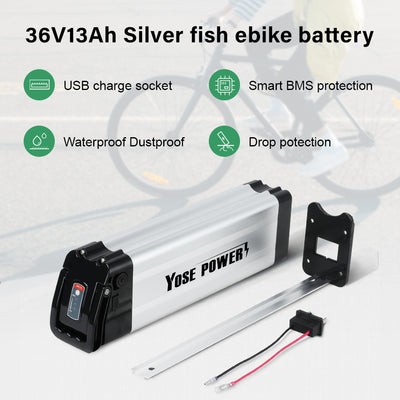 36V 13Ah Ebike Phylion XH370-10J Battery 18650 Silver Fish Seat Tube Ebike Battery with USB ,Charger Prophete ( Real ) Lidl (Trio) McKenzie Frisbee RSM Bikes Mobilist Atala Extrafolding Movena Faltrad German Xia Mobilemaster bike2care F2 Cyco / Hansa/ Curtis /Mifa (Aldi) Bj. 2014 und 2015 Kreidler / Rabeneick, Epple, Rex/Alu-Rex Vitality Sram Voltage: 36V Capaticy: 13Ah Energy: 462Wh