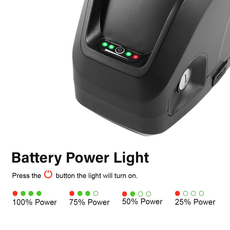 48V20Ah HaiLong G80 Down Tube Lithium-ion Black Pedelec Battery with USB ,Charger,Key,Discharger Connector，5 Gold-plated round plug 1.Technical Data Voltage: 48V Capacity: 20Ah Discharging plug: 5 Gold-plated round plug Energy: 960Wh Weight(with holder): ca. 4.8kg Cell: Lishen-LR2170SD Cycle Life(time): 1000+ USB Outpu: 5V1A Max Current: 40A Protect Current: 70A End Voltage: 36.4V Charge Voltage: 54.6V Charge Current: 3A