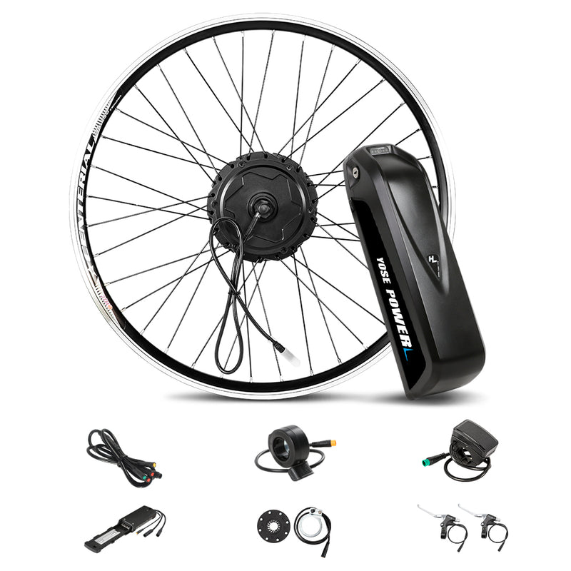 YOSE POWER Ebike Conversion Kit 48V 500W 26'' Rear Hub Motor Wheel and 48V13Ah Down Tube Li-ion Battery Conversion Kit DIY E-bike with Charger,LCD Rear motor with 26" wheel for Freewheel x 1:         48V500W Rear Motor, Installation Width=138mm, Diameter=166mm.         Gearshift: Fit for Screwed Freewheel(6S/7S/8S/9S)         12G black spokes with double wall 26" rim         Max Speed: 40km/h         Max Torque:67N.m         Brake:Disc/V    Motor Cable:70cm W/O connector,Julet brand 48V 13Ah Battery 