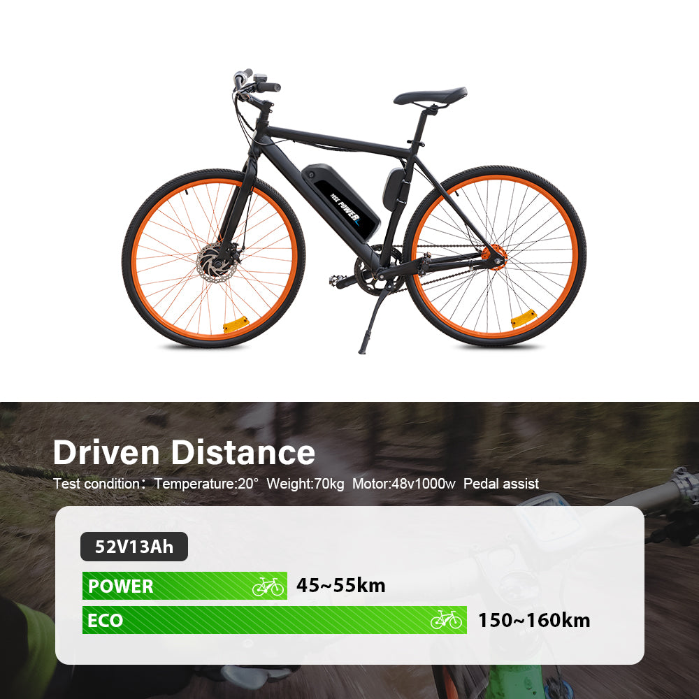 E-Bike Battery 52V 13Ah Li-ion Pedelec HaiLong G70 with 5 Pins Plug E-Bike Down Tube Battery for 52V 250W-1200W Motor Kit, with Chager,key,Discharger connector  1.Technical Data  Voltage: 52V  Capacity: 13Ah Energy: 673Wh Discharging plug: 5 Pins Weight(with holder): ca. 5.2kg Cell: EMEGC-26E Cycle Life(times): 1000+ Standard Current: 10A Max Current: 30A Protect Current: 60A End Voltage: 39.2V Charge Voltage: 58.8V Charge Current: 2A