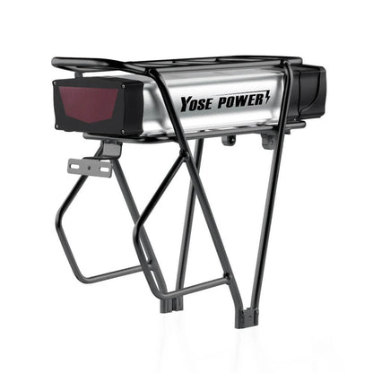 48V 20Ah Lithium Battery with Rear Carrier and USB Fit for 48V1500W Motor Fit for 26"-28" Bike with V-brake Voltage: 48V  Capaticy: 20Ah  Energy: 962Wh  Weight(with holder): ca. 6.5kg  Cell: High Power 18650 Cycle Life(time): 1000+ Max Current: 40A Protect Current: 70A End Voltage: 36.4V  Charge Voltage: 54.6V Charge Current: 2A 