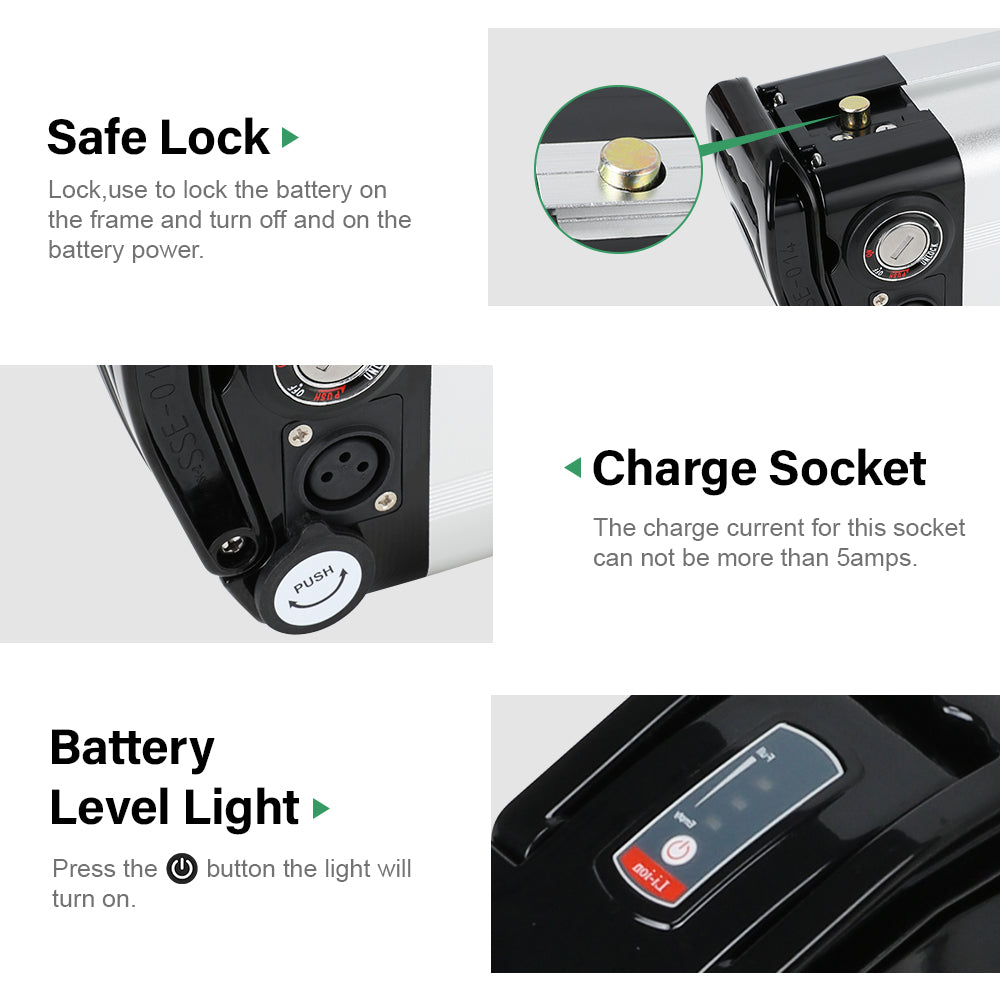 48V 10.4Ah Ebike Phylion XH370-10J Battery 18650 Seat Tube Ebike Battery with USB ,Charger,KEY,Discharge Connector This battery can be used in the following bicycles (incomplete statistics): Prophete ( Real ) Lidl (Trio) McKenzie Frisbee RSM Bikes Mobilist Atala Extrafolding Movena Faltrad