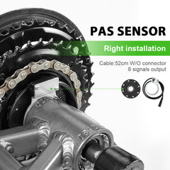 PAS Sensor(Right installation) x 1:        Cable:53cm W/O connector        8 signals output        Model: BZ-4(8)