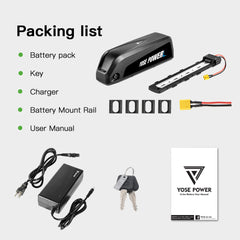 E-Bike Battery 52V 13Ah Li-ion Pedelec HaiLong G70 with 5 Pins Plug E-Bike Down Tube Battery for 52V 250W-1200W Motor Kit, with Chager,key,Discharger connector 1.Technical Data Voltage: 52V Capacity: 13Ah Energy: 673Wh Discharging plug: 5 Pins Weight(with holder): ca. 5.2kg Cell: EMEGC-26E Cycle Life(times): 1000+ Standard Current: 10A Max Current: 30A Protect Current: 60A End Voltage: 39.2V Charge Voltage: 58.8V Charge Current: 2A
