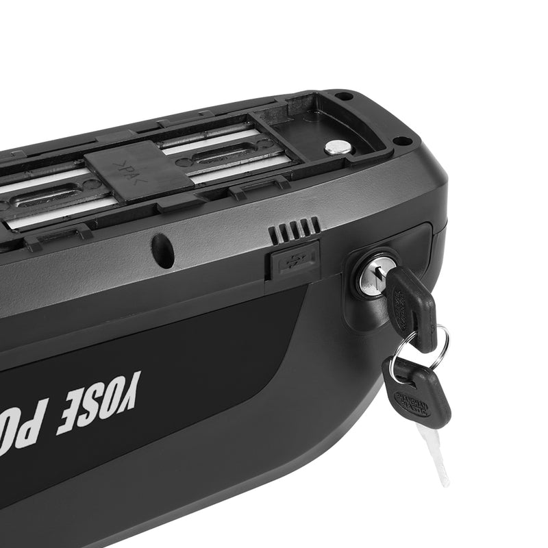 E-Bike Battery 52V 15Ah Li-ion Pedelec HaiLong G80 with 5 Pins Plug E-Bike Down Tube Battery for 52V 250W-1000W Motor Kit, with Chager,key,Discharger connector  1.Technical Data  Voltage: 52V  Capacity: 15Ah Energy: 780Wh Discharging plug:  5 Gold-plated round plug Weight(with holder): ca. 4.2kg Cell: Lishen-LR2170SD Cycle Life(times): 1000+ Max Current: 30A Protect Current: 60A End Voltage: 39.2V Charge Voltage: 58.8V Charge Current: 2A